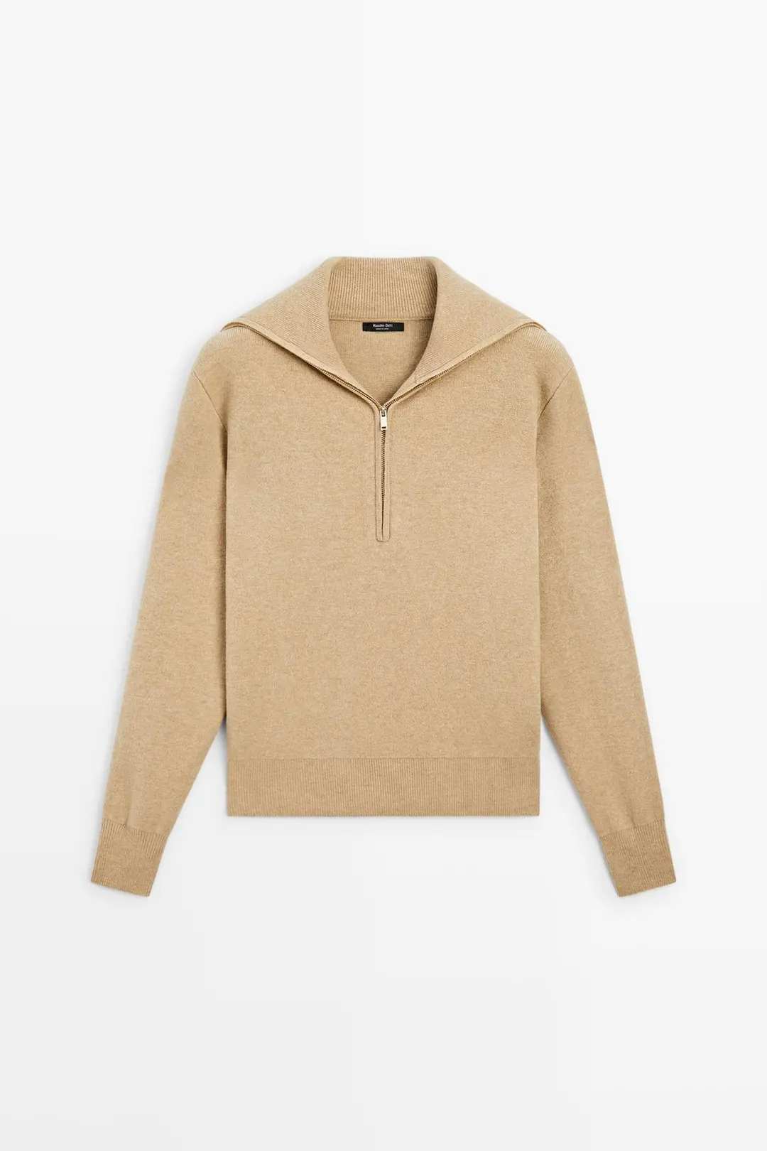 Свитер вязаный на молнии с широким воротником, Massimo Dutti