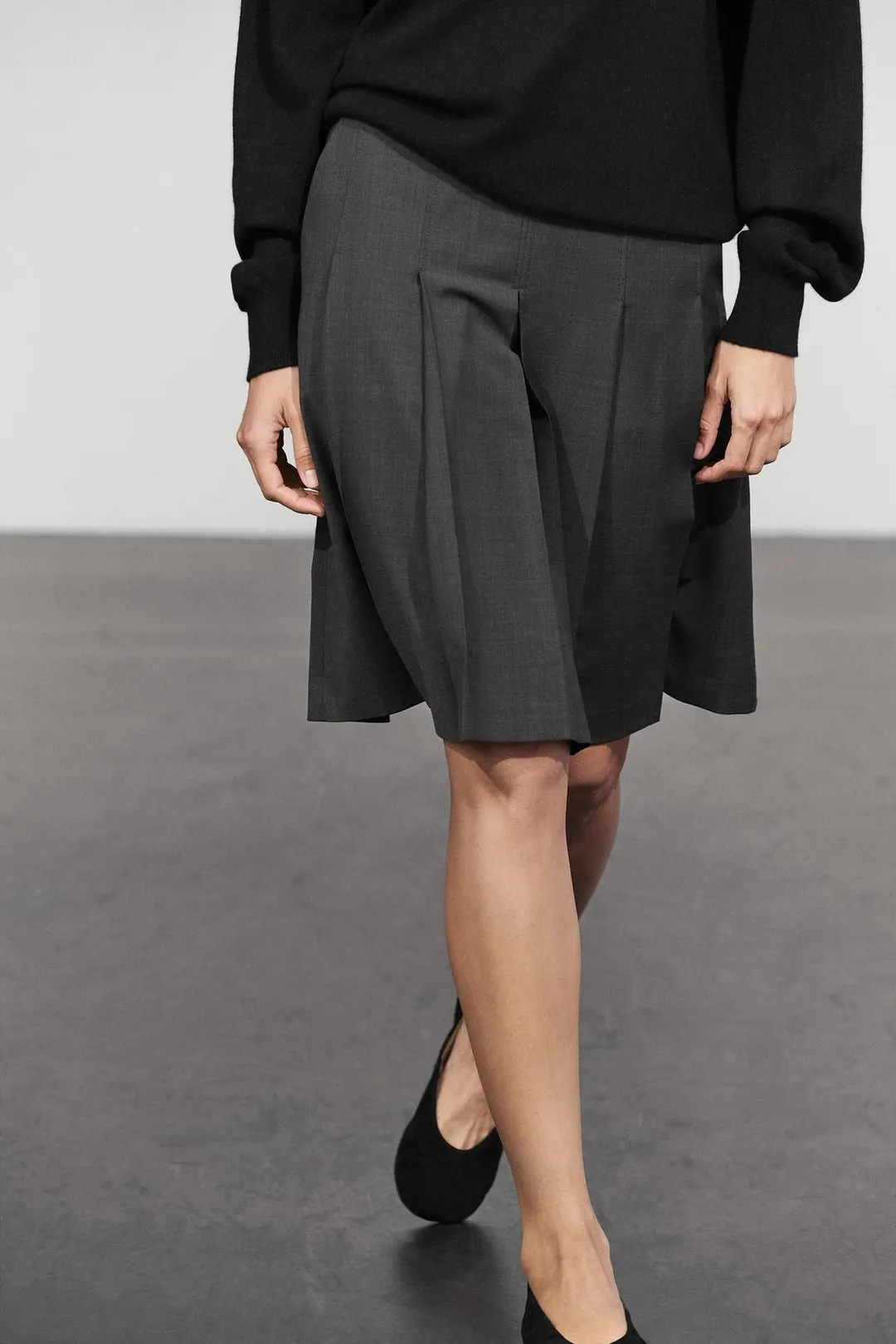 Плиссированная юбка из смесовой шерсти, Massimo Dutti
