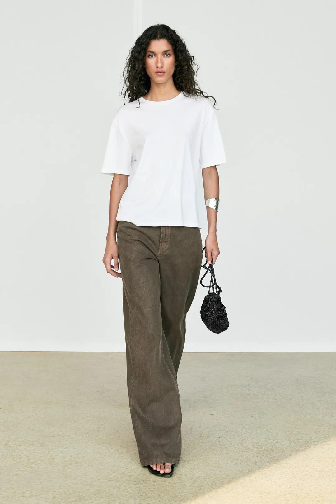 Футболка оверсайз из 100% хлопка с короткими рукавами, Massimo Dutti