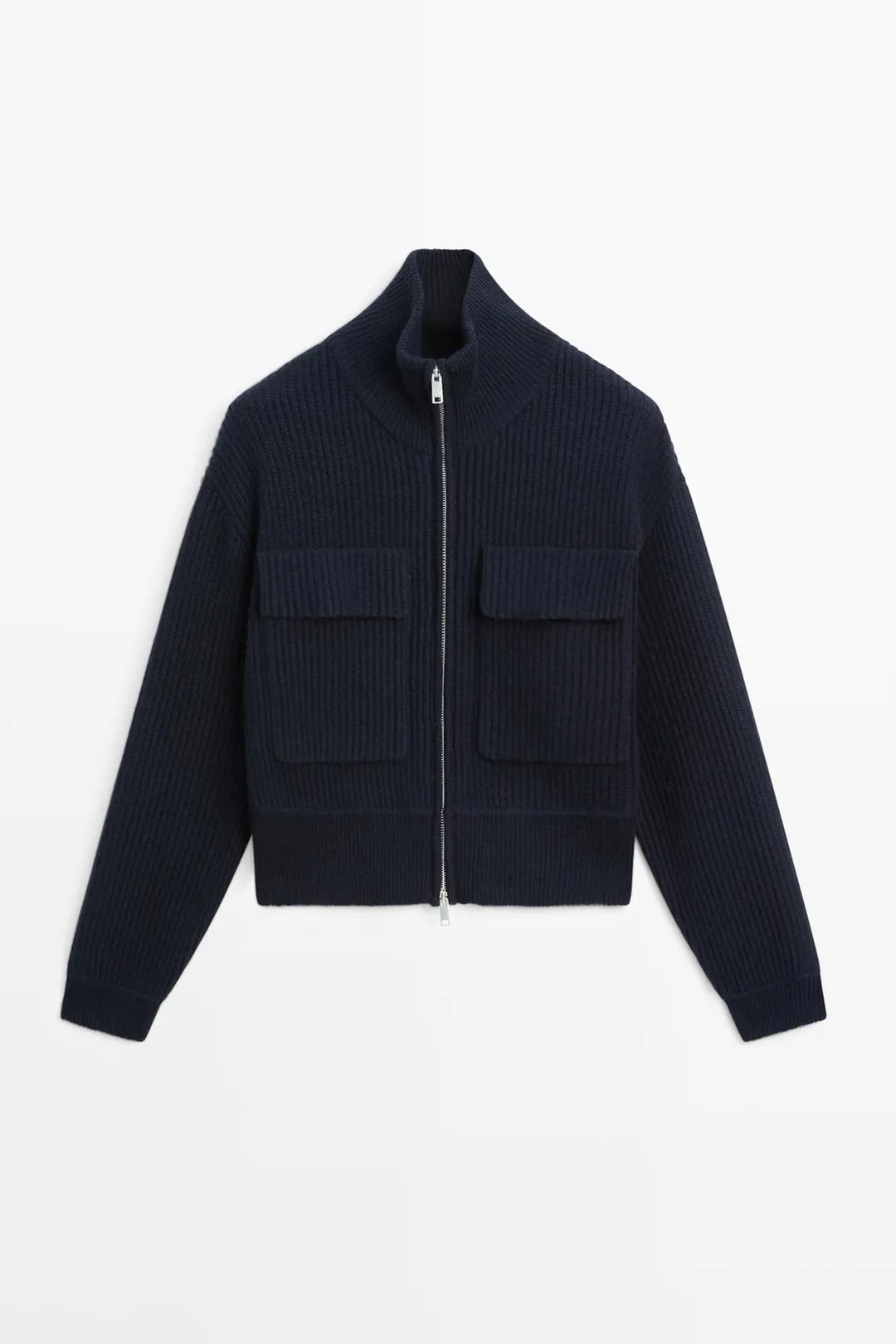 Трикотажный кардиган с хлопком на молнии, Massimo Dutti