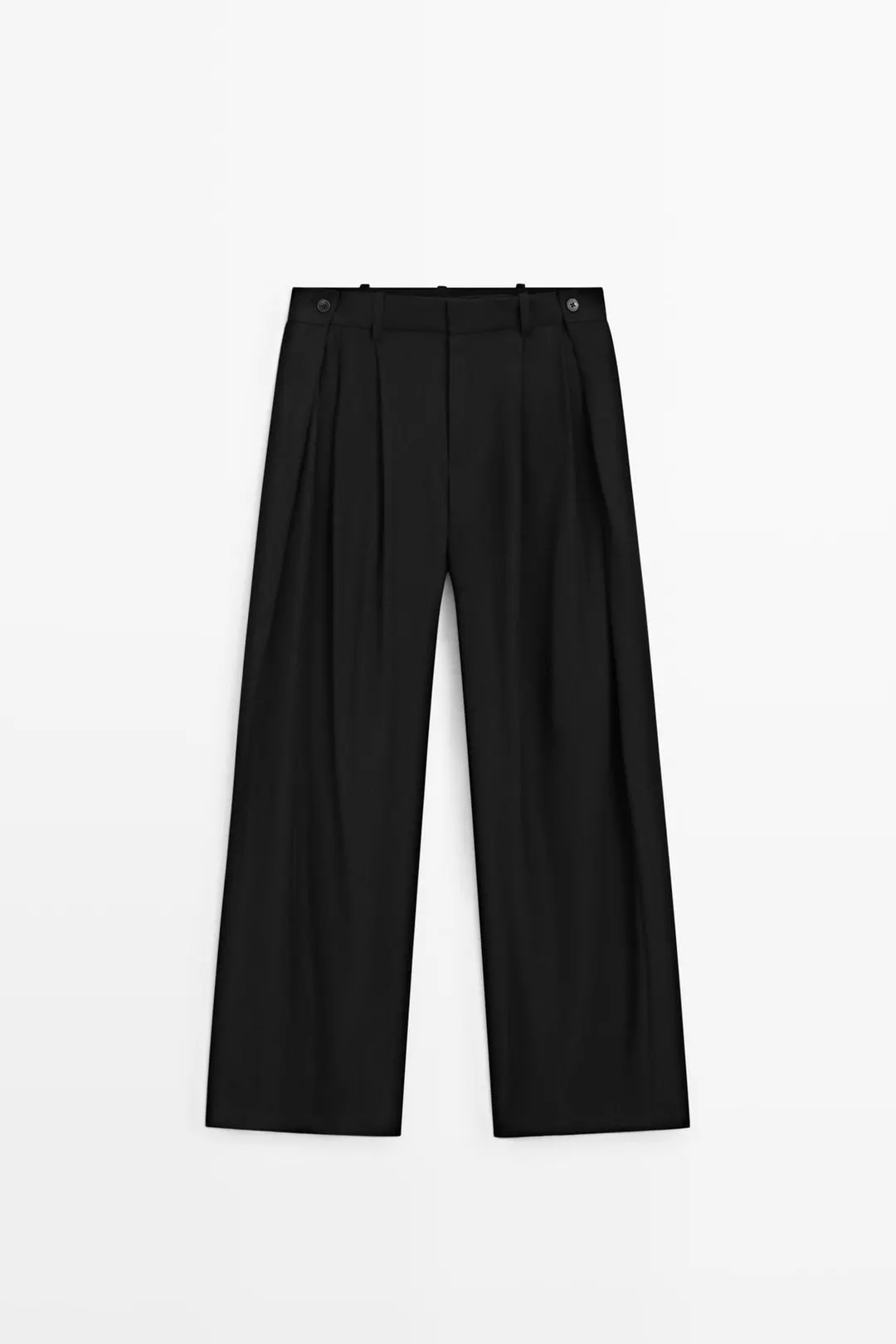 Брюки из струящейся ткани со складками и пуговицами, Massimo Dutti