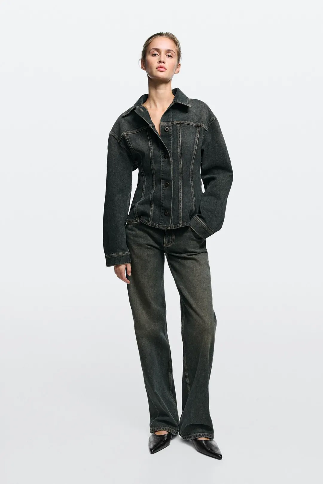 Рубашка джинсовая из смесового хлопка для тотал-лука, Massimo Dutti