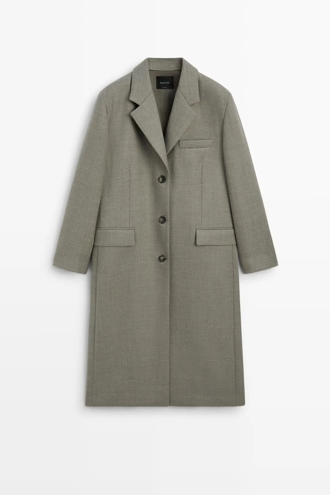 Длинное пальто из 100% шерсти, Massimo Dutti