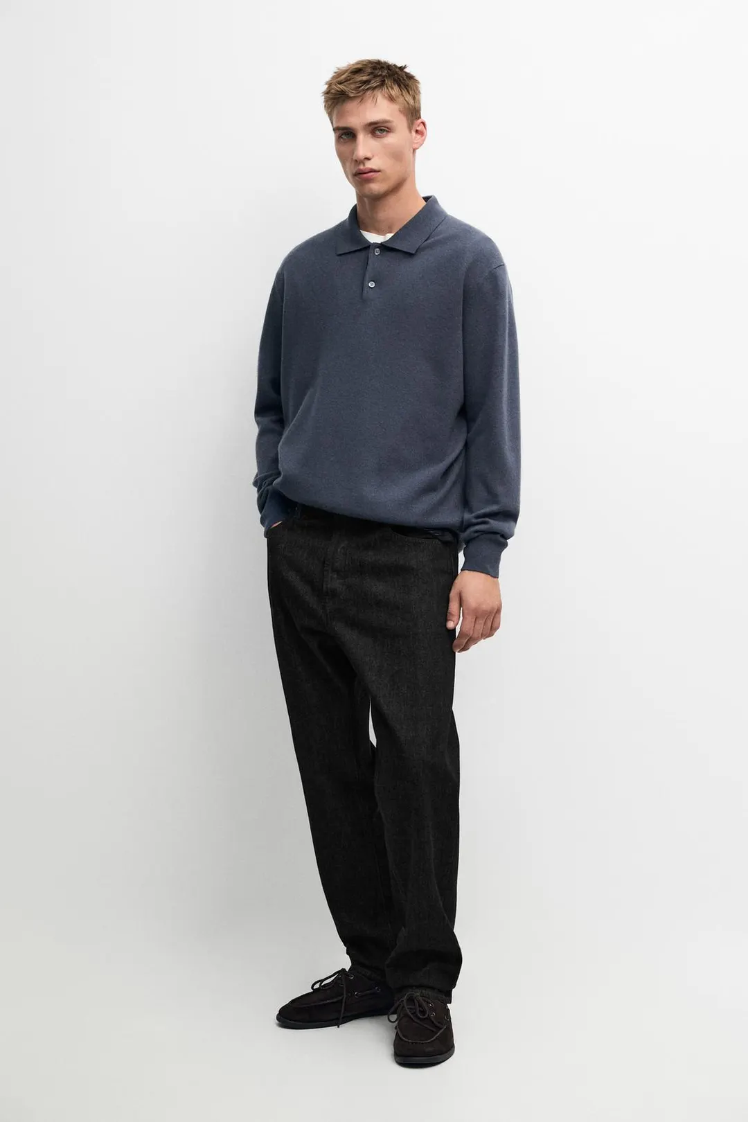Вязаное поло из смесовой шерсти, Massimo Dutti