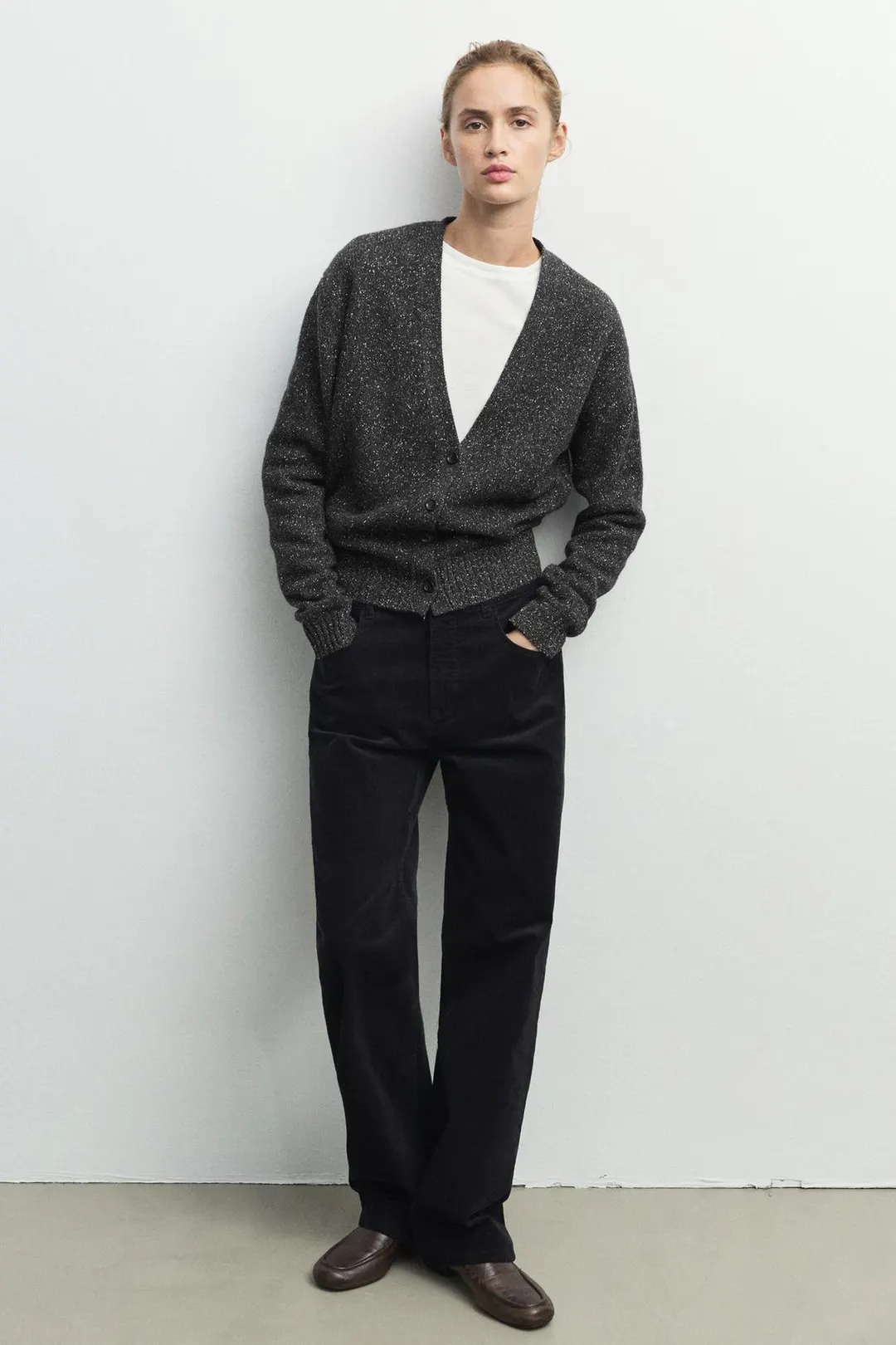 Кардиган из шерсти и кашемира с крапинками, Massimo Dutti