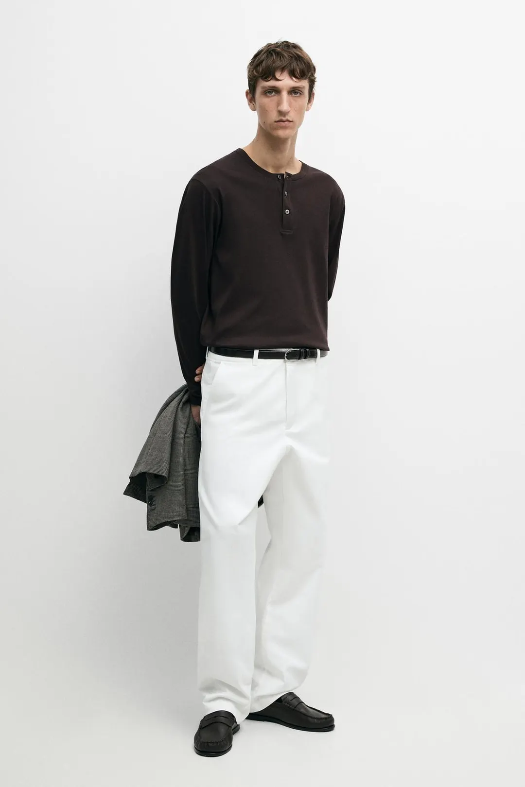 Лонгслив хенли из 100% хлопка, Massimo Dutti