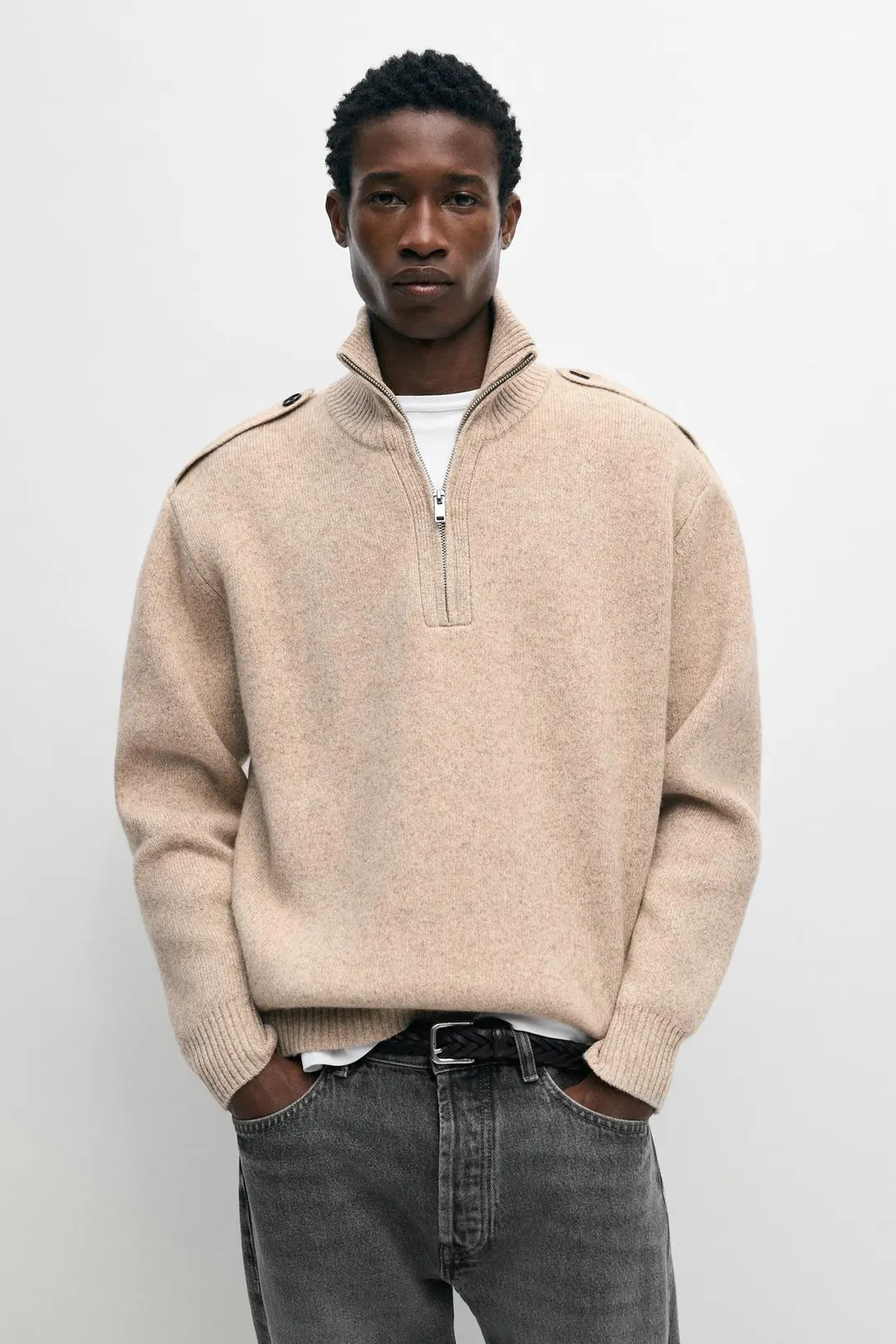 Свитер с воротником-стойкой на молнии, Massimo Dutti