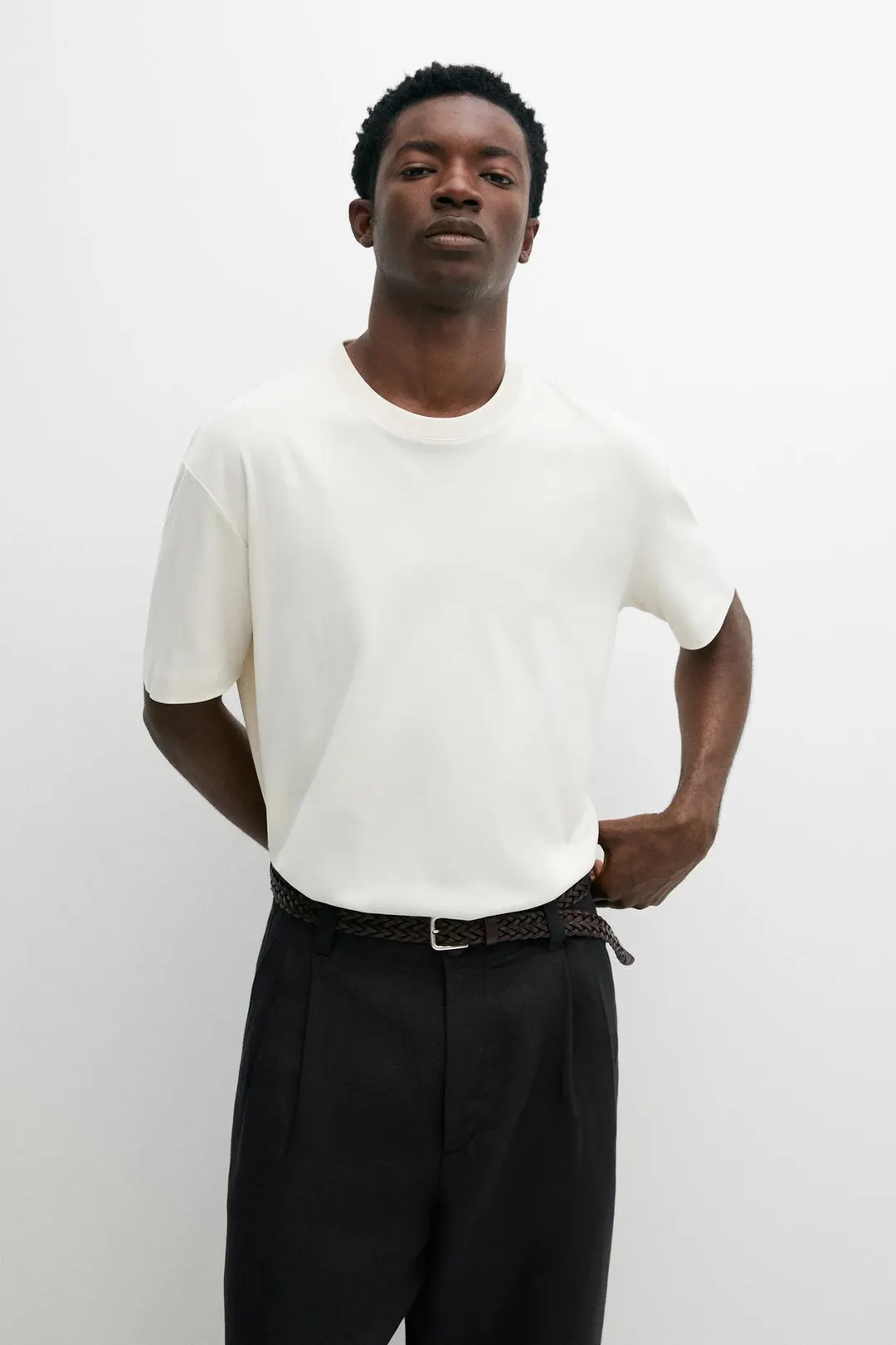 Футболка из интерлока из 100% хлопка с короткими рукавами, Massimo Dutti