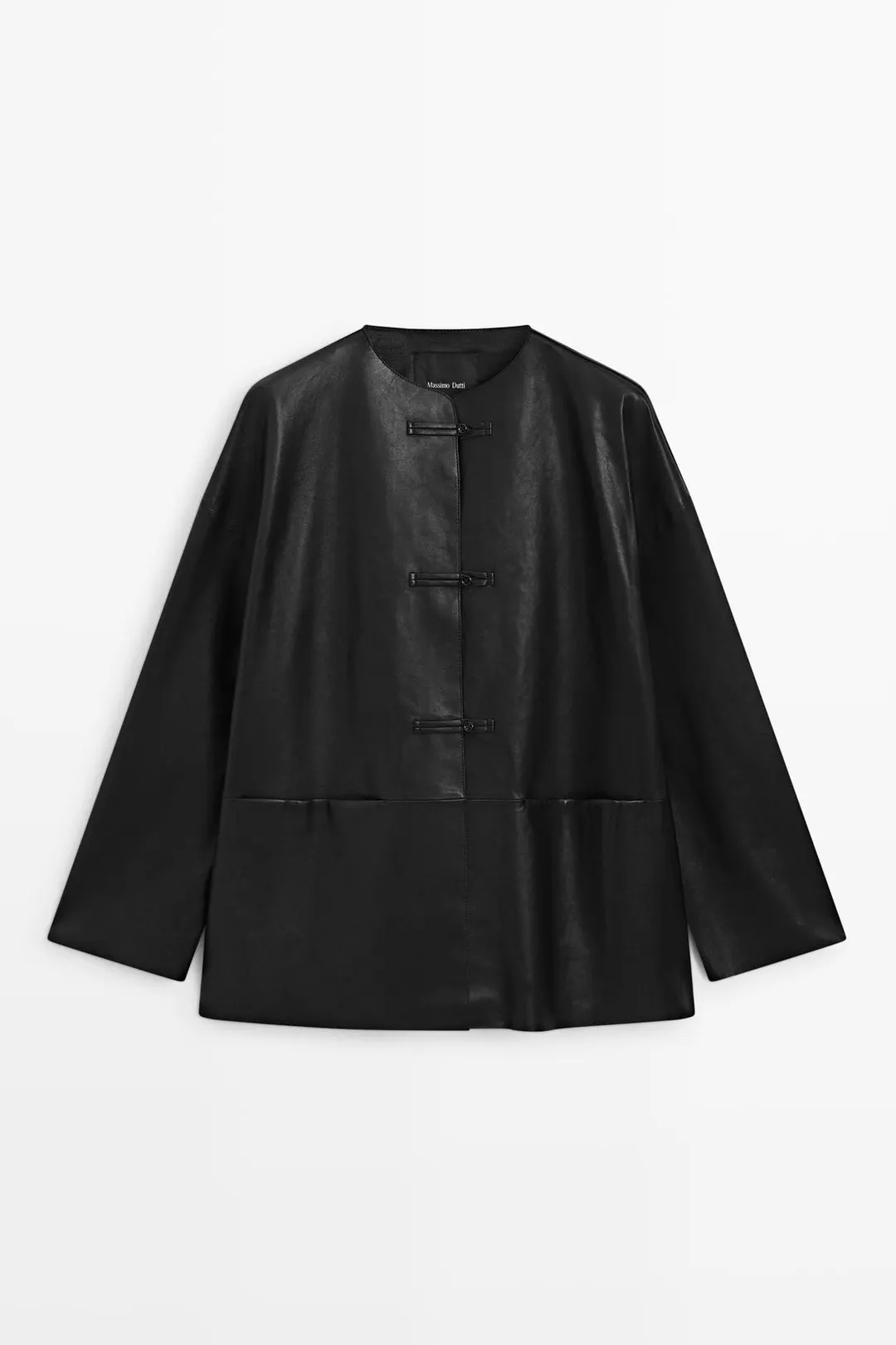 Куртка кожаная с застежками-клевантами, Massimo Dutti