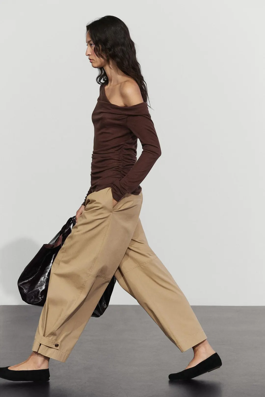 Топ струящийся асимметричный с длинными рукавами, Massimo Dutti
