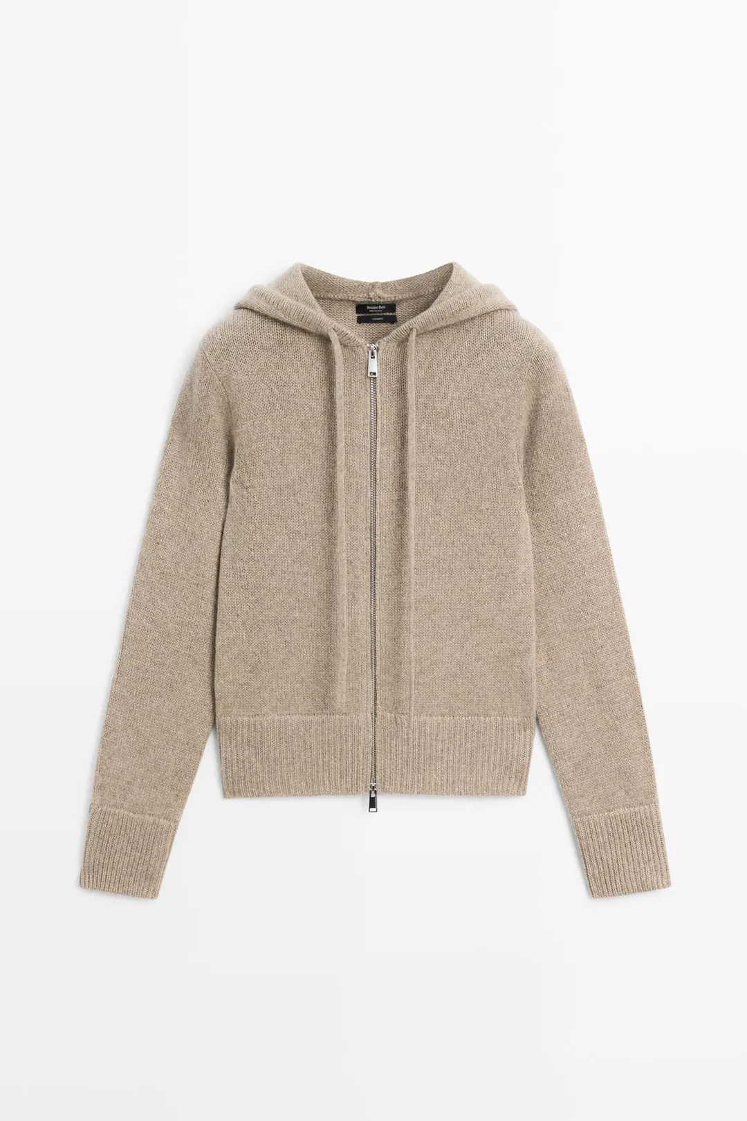 Кардиган с капюшоном на молнии из 100% кашемира, Massimo Dutti