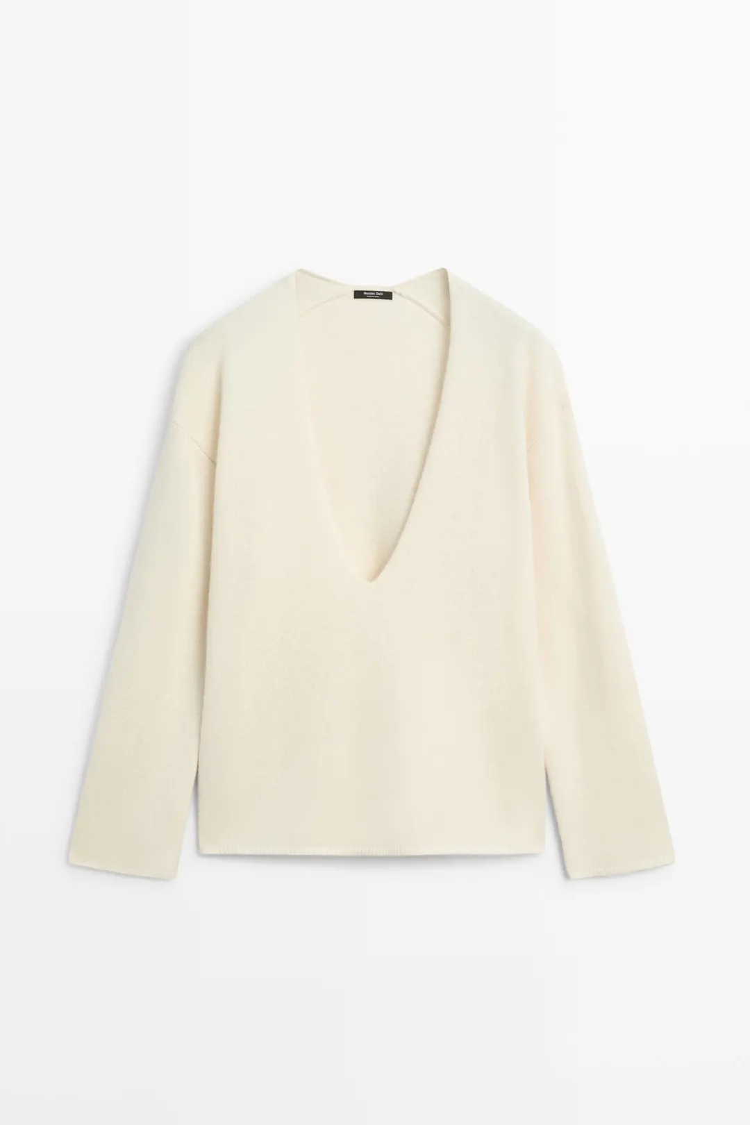Свитер вязаный с V-образным вырезом из смесовой шерсти, Massimo Dutti