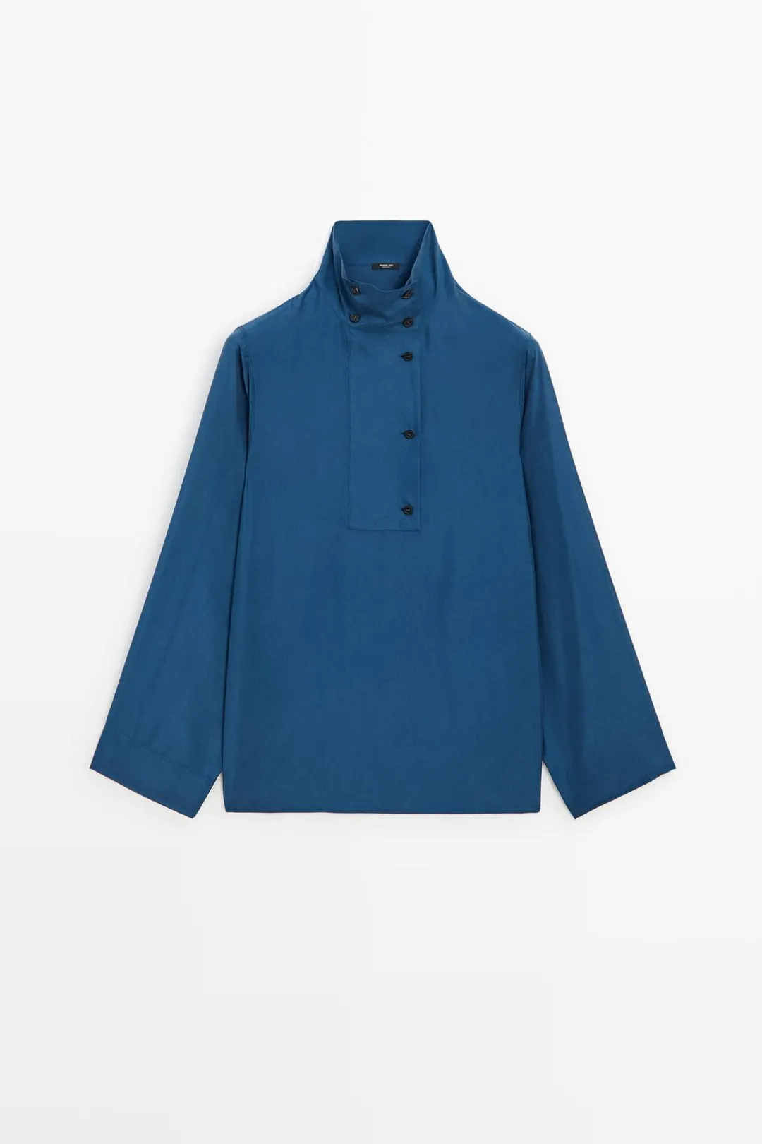 Блузка из 100% шелка тутового шелкопряда с воротником-стойкой, Massimo Dutti