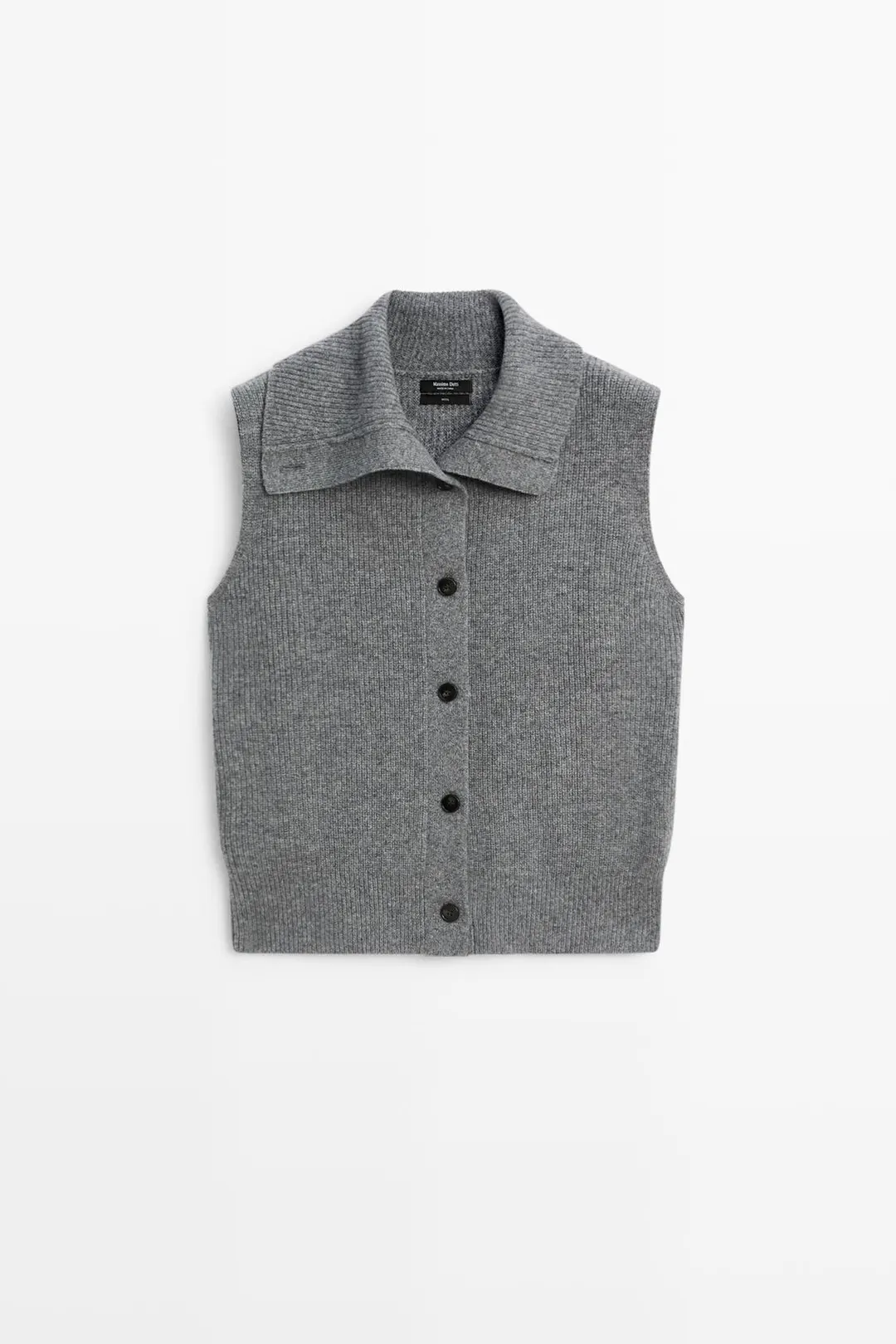 Жилет вязаный с воротником-трубой из 100% шерсти, Massimo Dutti