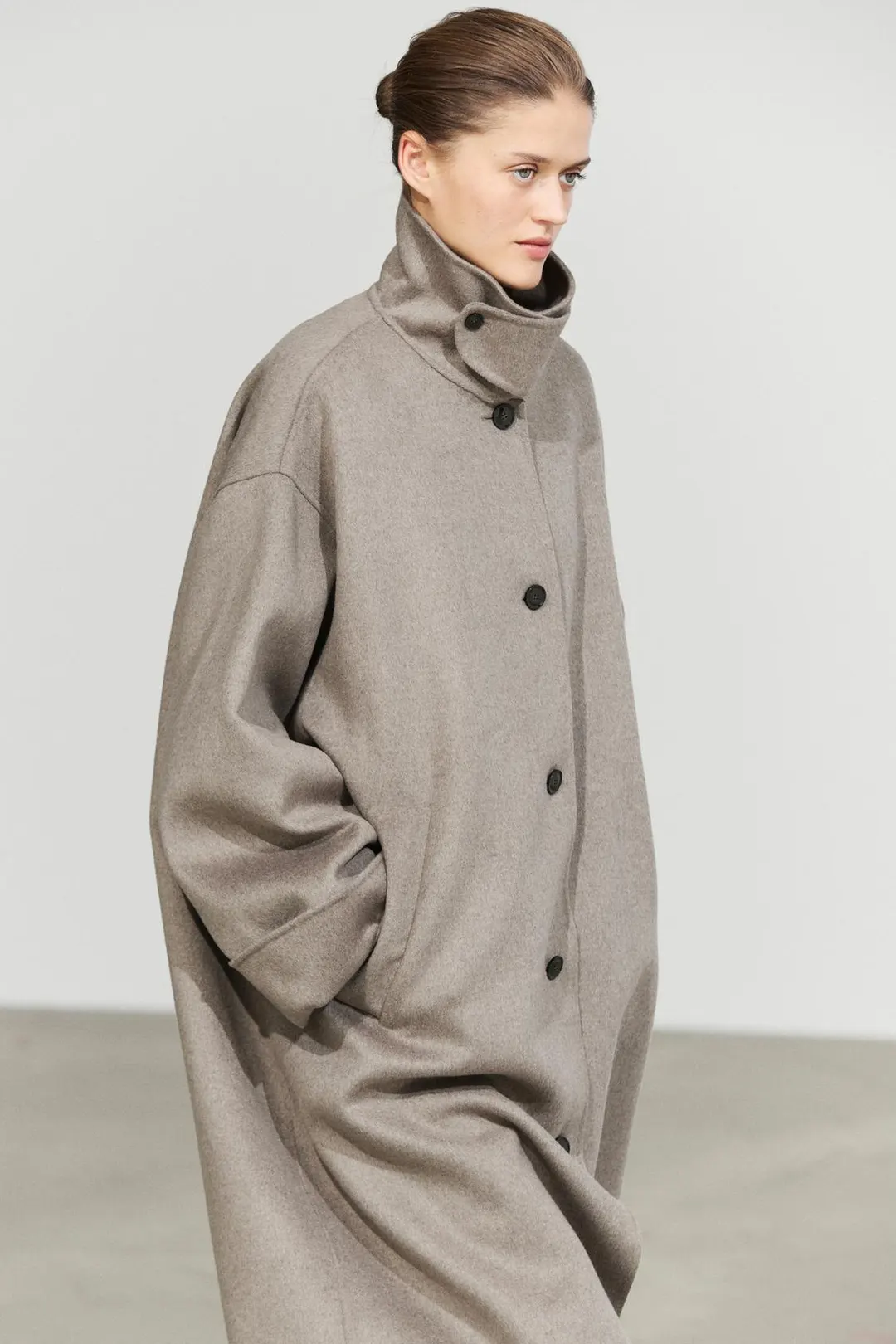 Длинное пальто с шерстяным воротником, Massimo Dutti