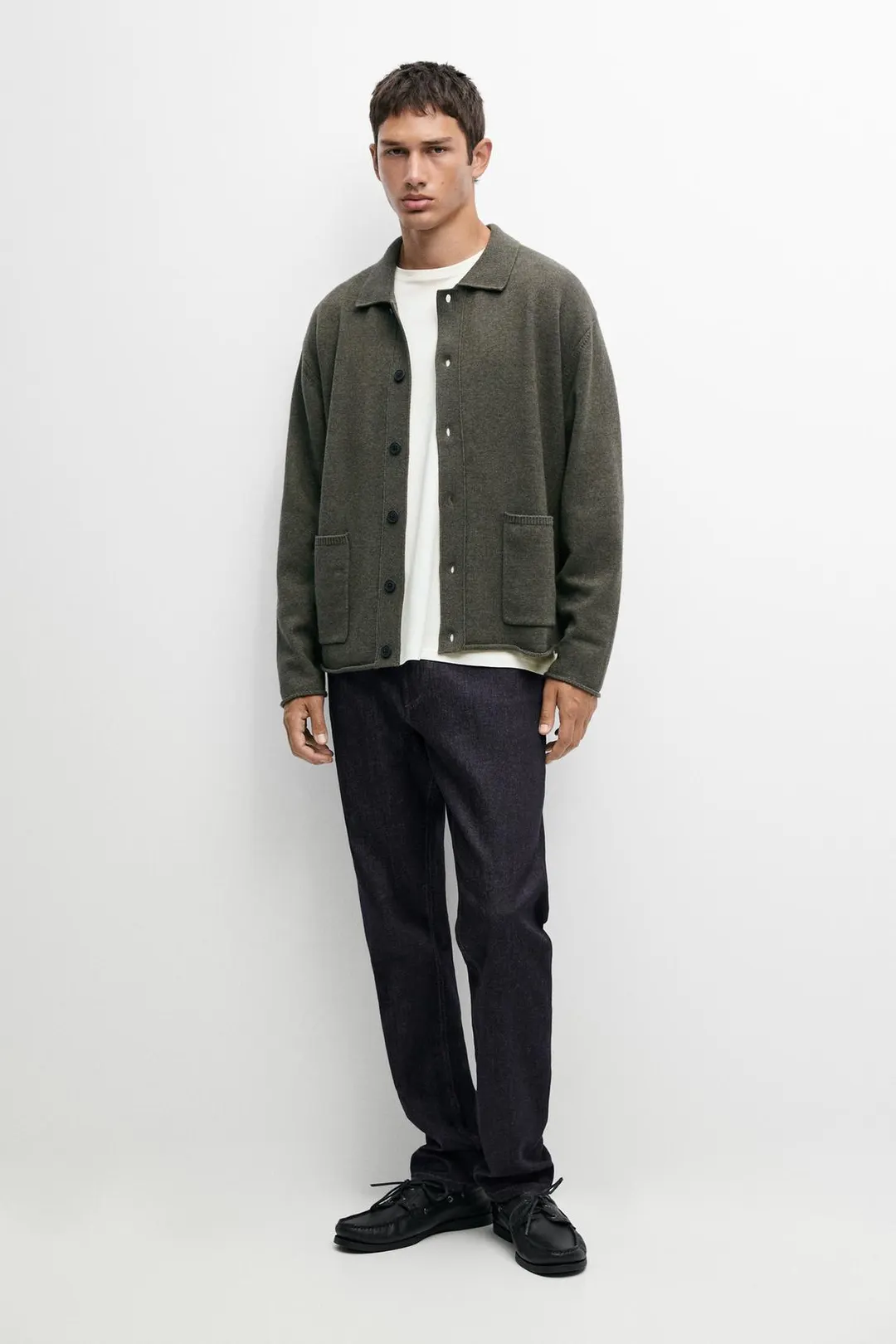 Кардиган из смесовой шерсти с воротником поло, Massimo Dutti