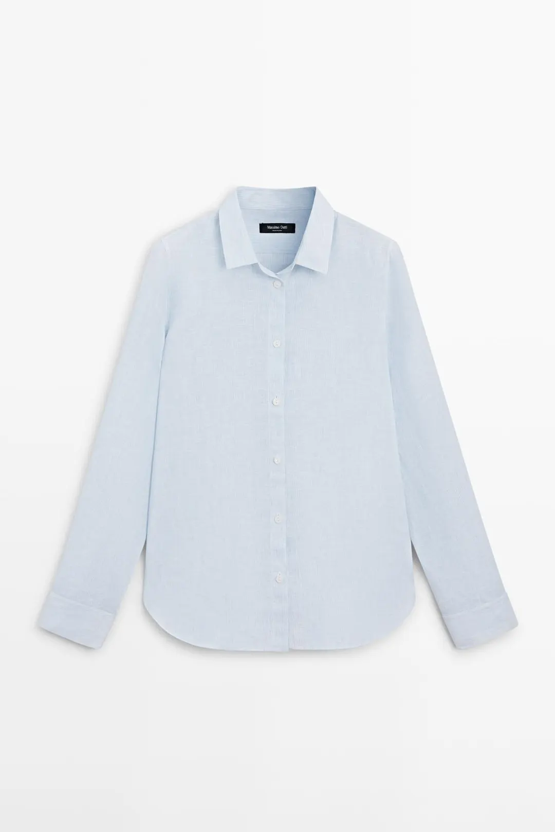 Рубашка прямого кроя из 100% льна в тонкую полоску, Massimo Dutti