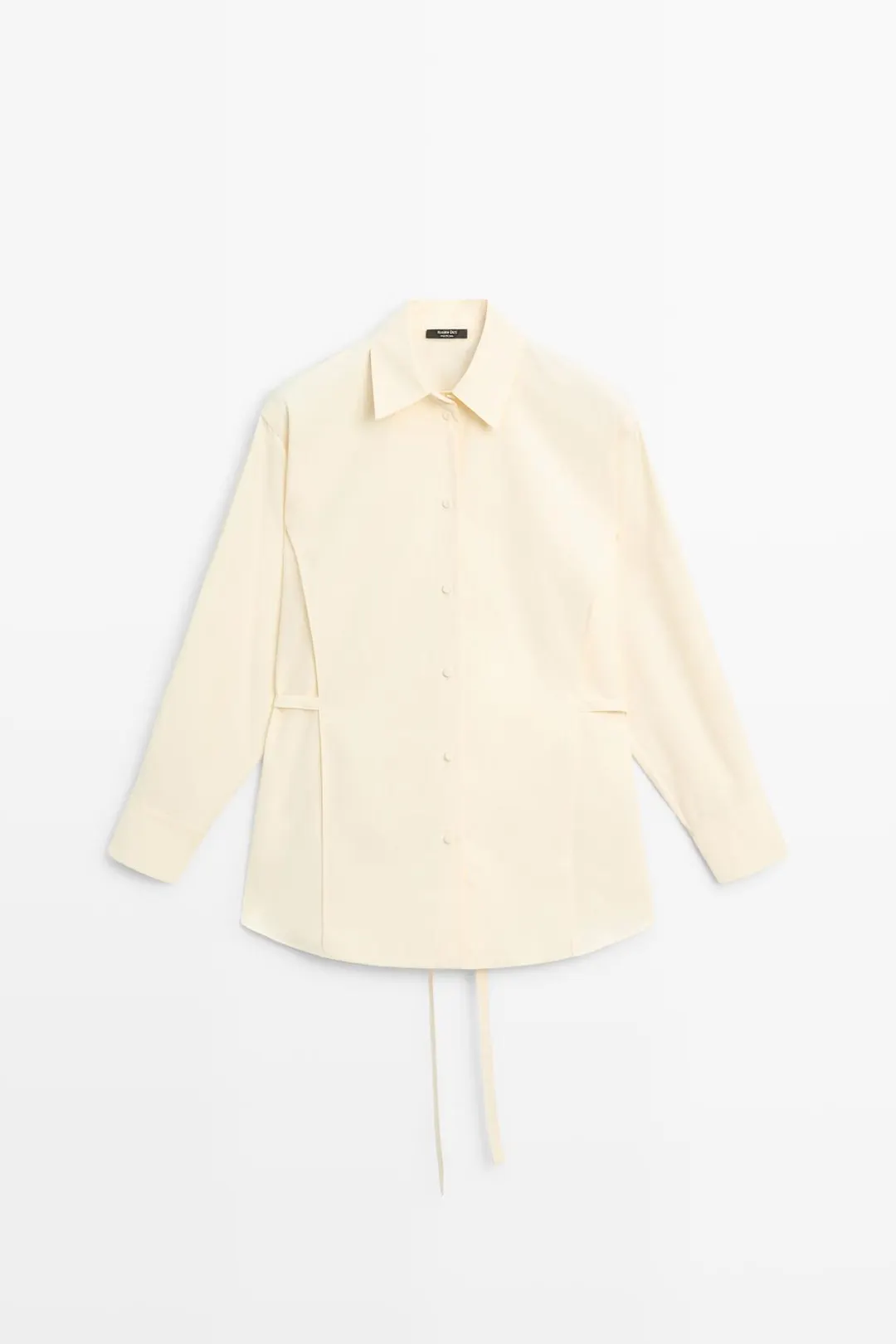 Хлопковая рубашка струящегося кроя с поясом, Massimo Dutti