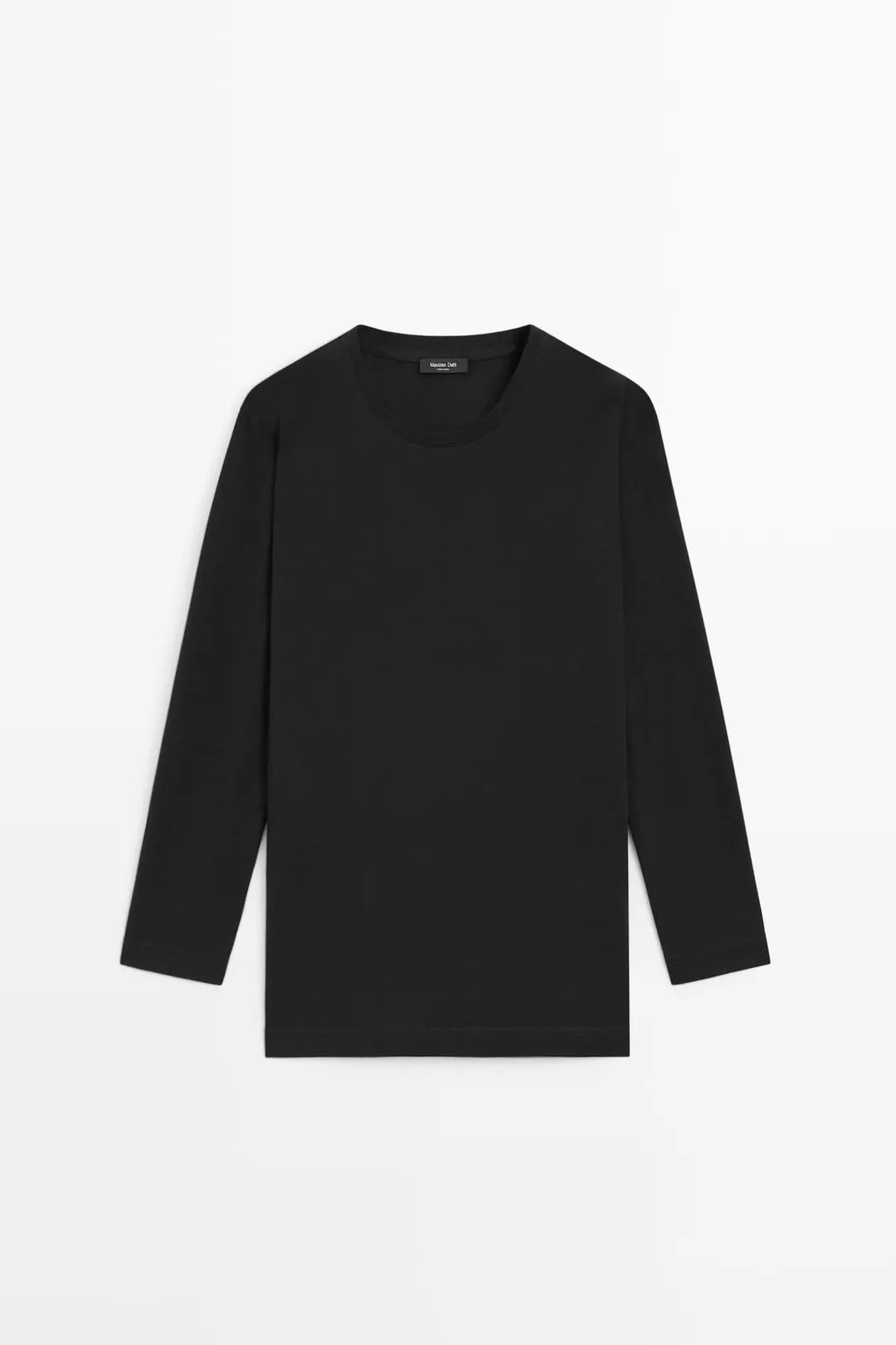 Футболка удлиненная из 100% хлопка с круглым вырезом, Massimo Dutti
