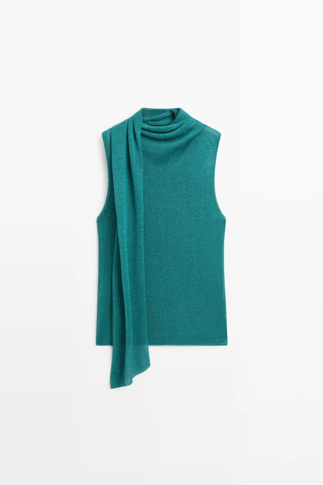 Топ с высоким воротником и шарфом, Massimo Dutti