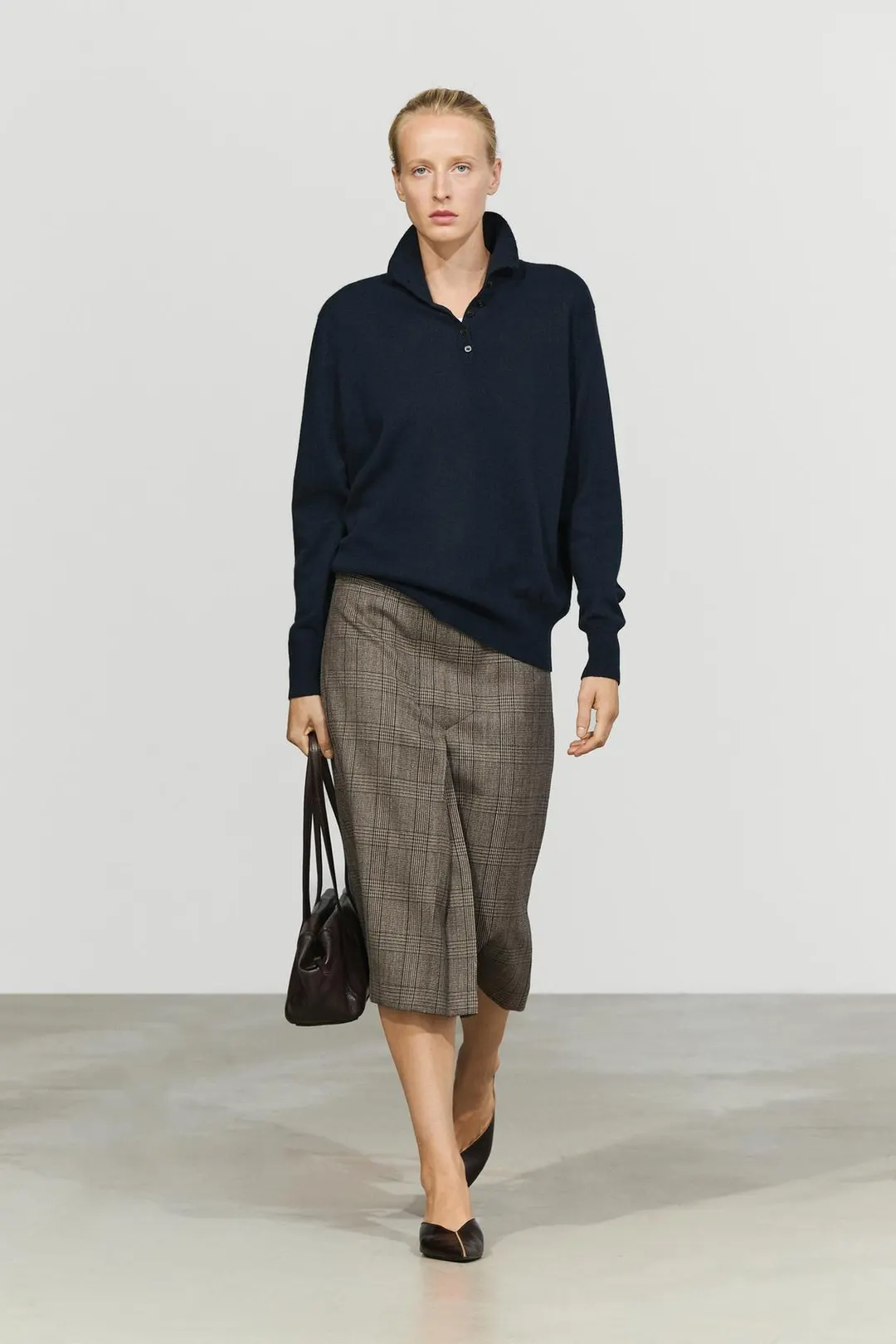 Юбка миди из 100% шерсти в клетку со складками, Massimo Dutti