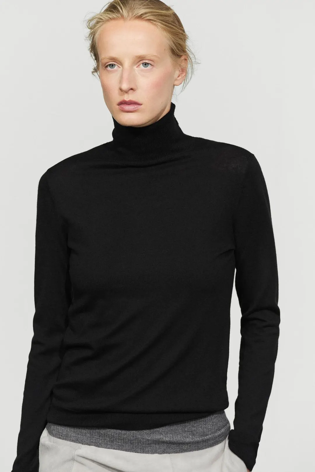 Вязаный свитер из смесовой шерсти с высоким воротником, Massimo Dutti