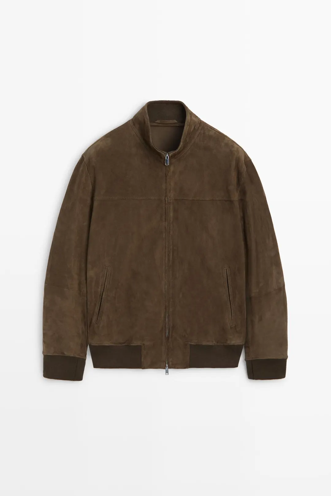 Бомбер комбинированный из замши, Massimo Dutti