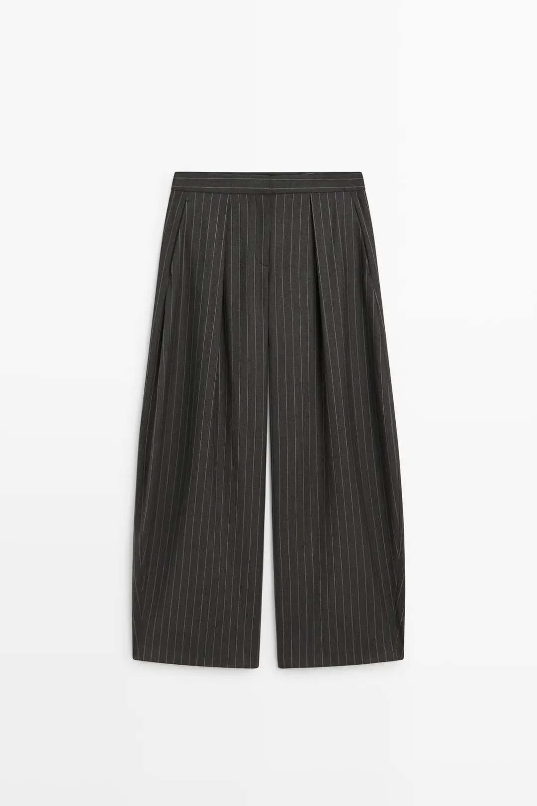 Брюки широкие в полоску из смесовой шерсти, Massimo Dutti