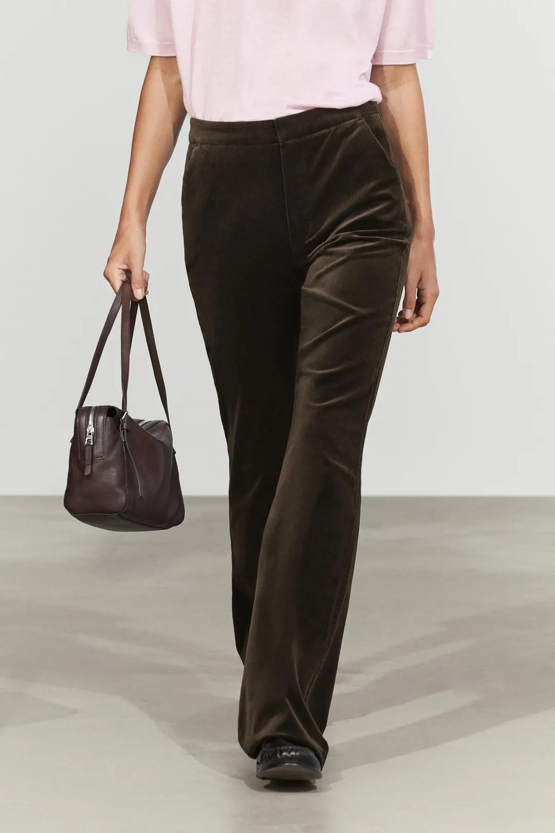 Брюки бархатные облегающего кроя клеш, Massimo Dutti