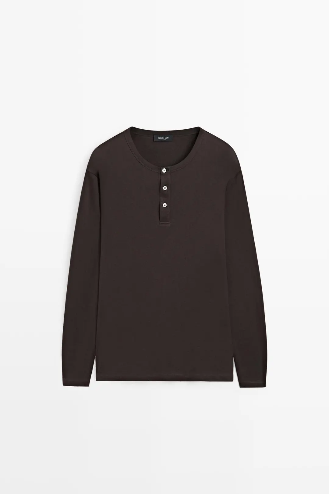 Лонгслив хенли из 100% хлопка, Massimo Dutti