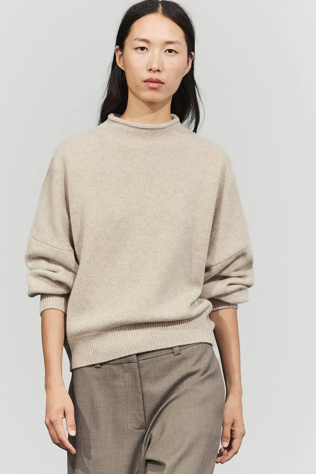 Свитер вязаный оверсайз из 100% шерсти, Massimo Dutti