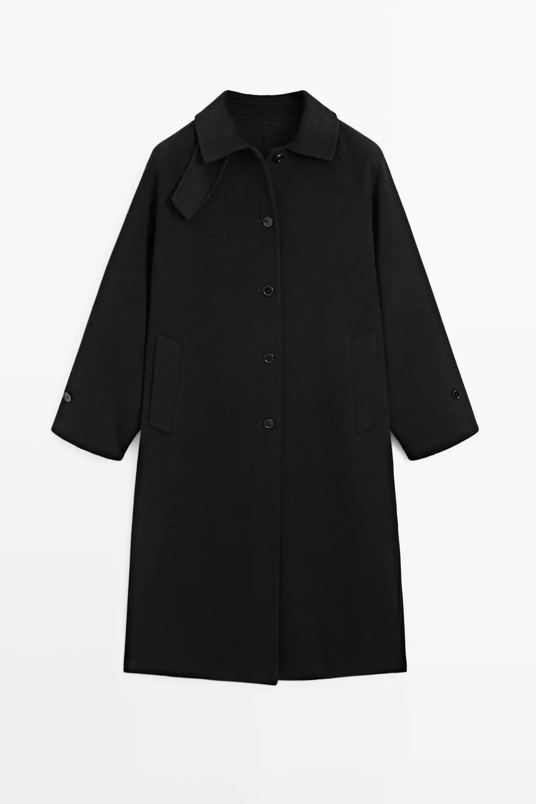 Длинное пальто свободного кроя из смеси шерсти и кашемира, Massimo Dutti