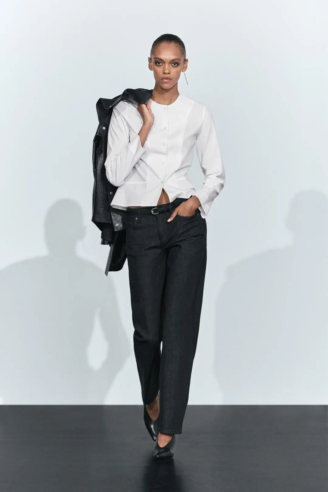 Рубашка из поплина с декоративным воротником, Massimo Dutti