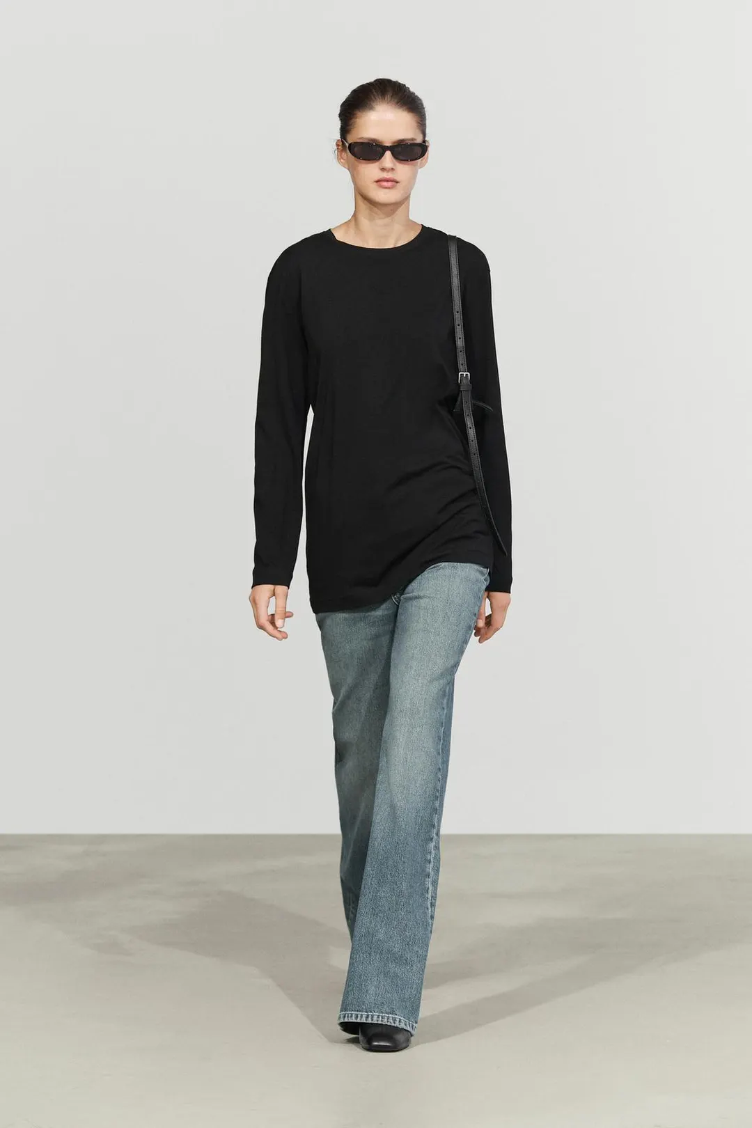 Футболка удлиненная из 100% хлопка с круглым вырезом, Massimo Dutti