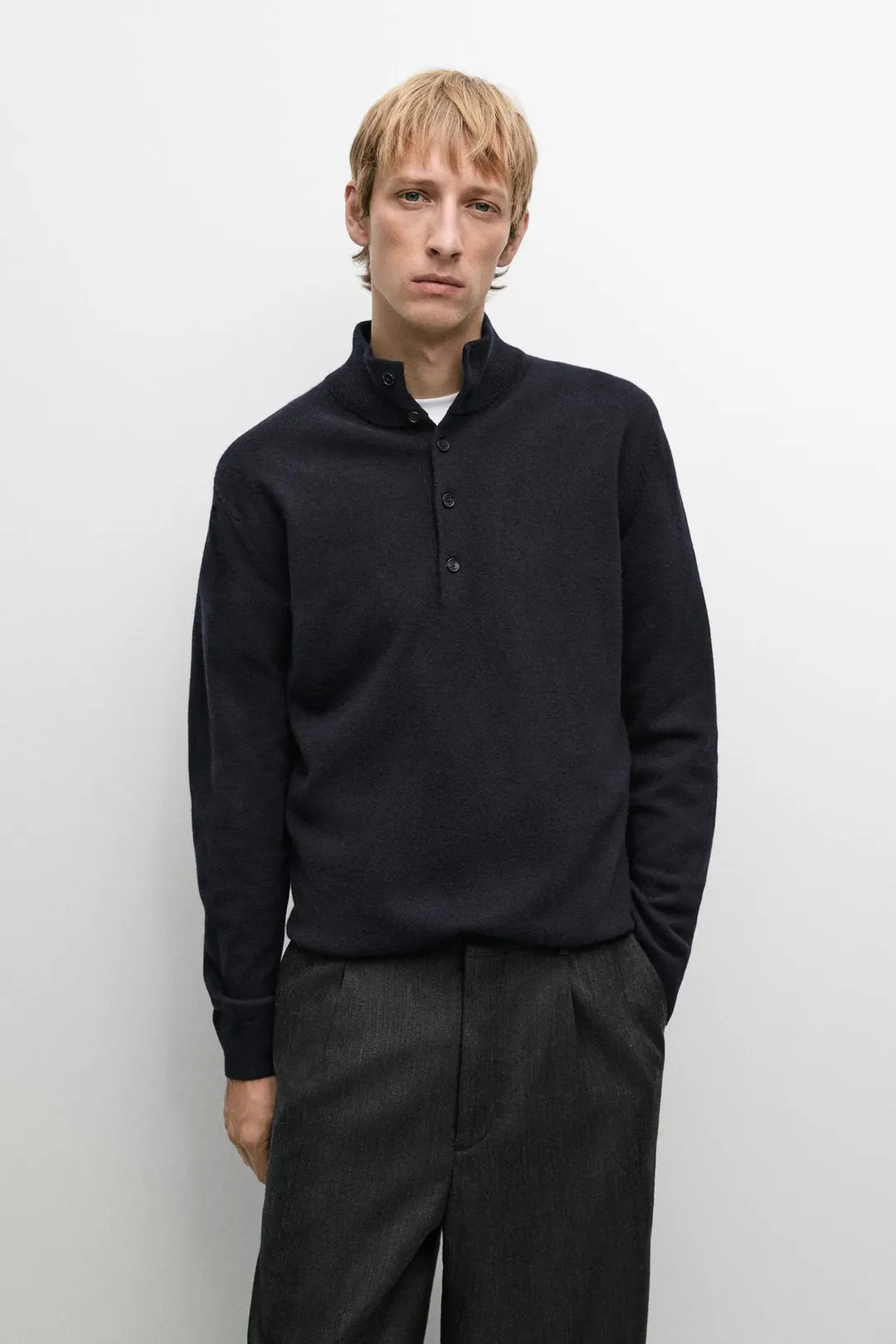 Свитер из смесовой шерсти с воротником-стойкой, Massimo Dutti
