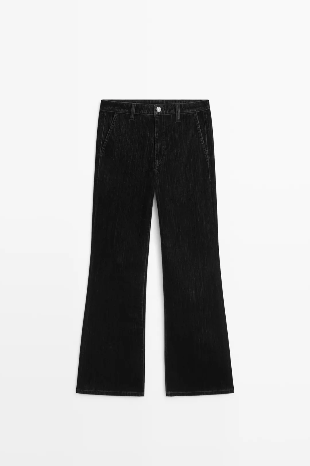 Джинсы укороченные клеш со средней посадкой и флокированным покрытием, Massimo Dutti