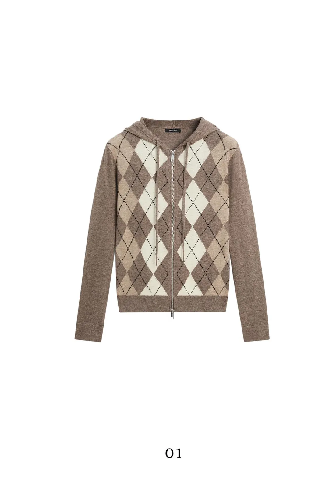 Кардиган вязаный с капюшоном на молнии, Massimo Dutti