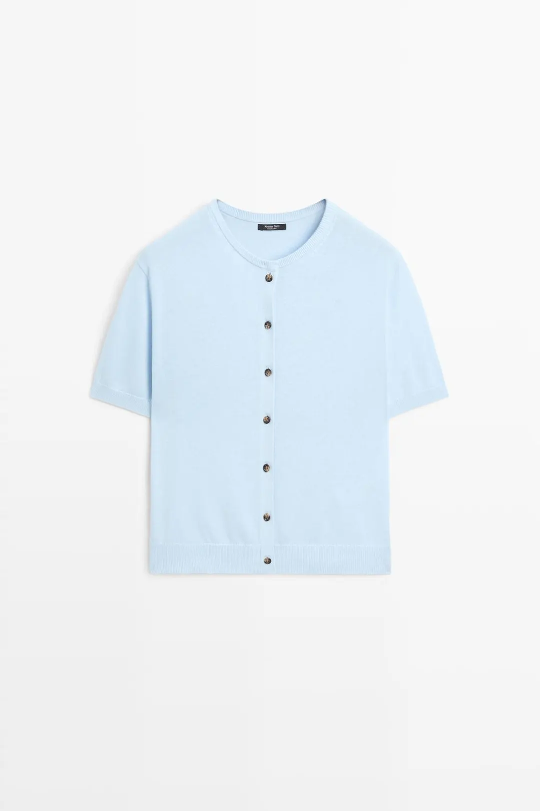 Кардиган вязаный с короткими рукавами из 100% хлопка, Massimo Dutti