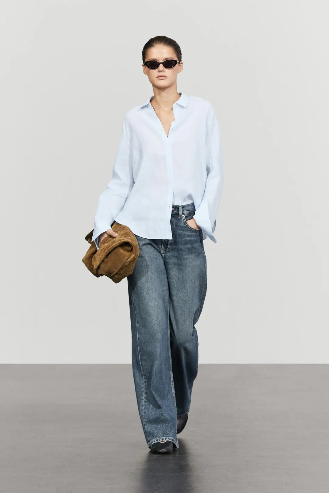 Рубашка прямого кроя из 100% льна в тонкую полоску, Massimo Dutti