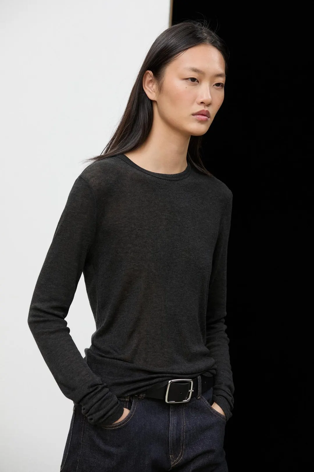 Футболка с длинными рукавами из смесовой шерсти, Massimo Dutti