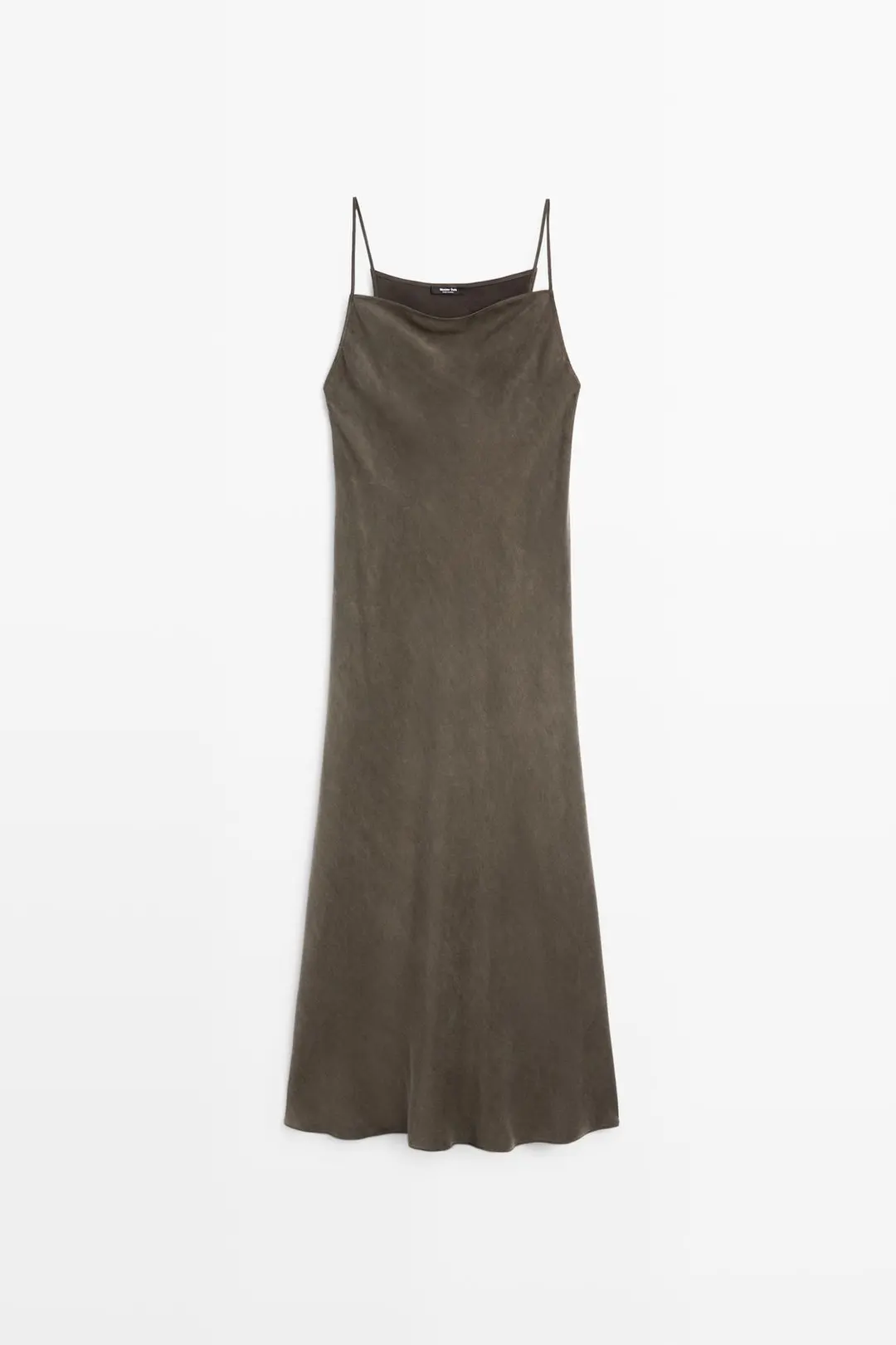 Платье-комбинация струящееся миди на тонких бретелях, Massimo Dutti