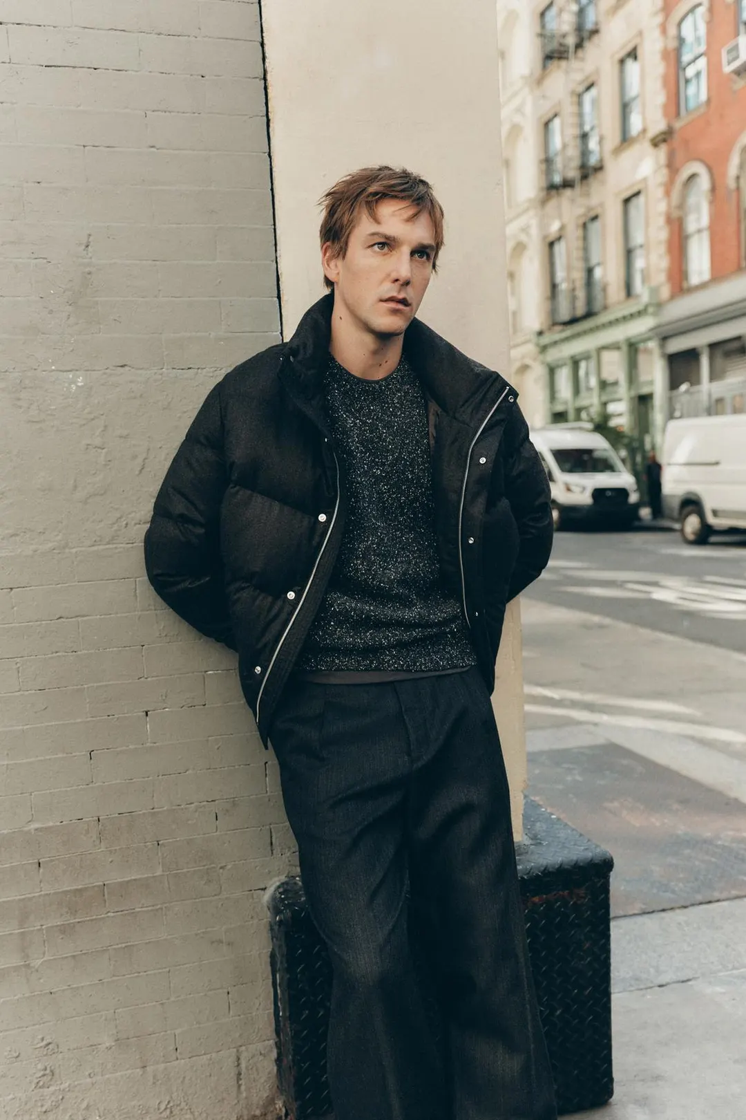 Пуховик из 100% шерсти с высоким воротником, Massimo Dutti