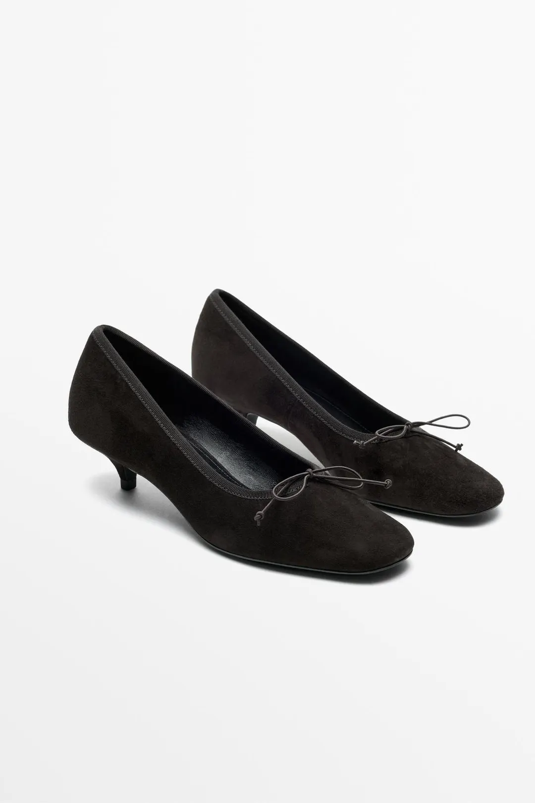 Кожаные балетки на каблуке, Massimo Dutti