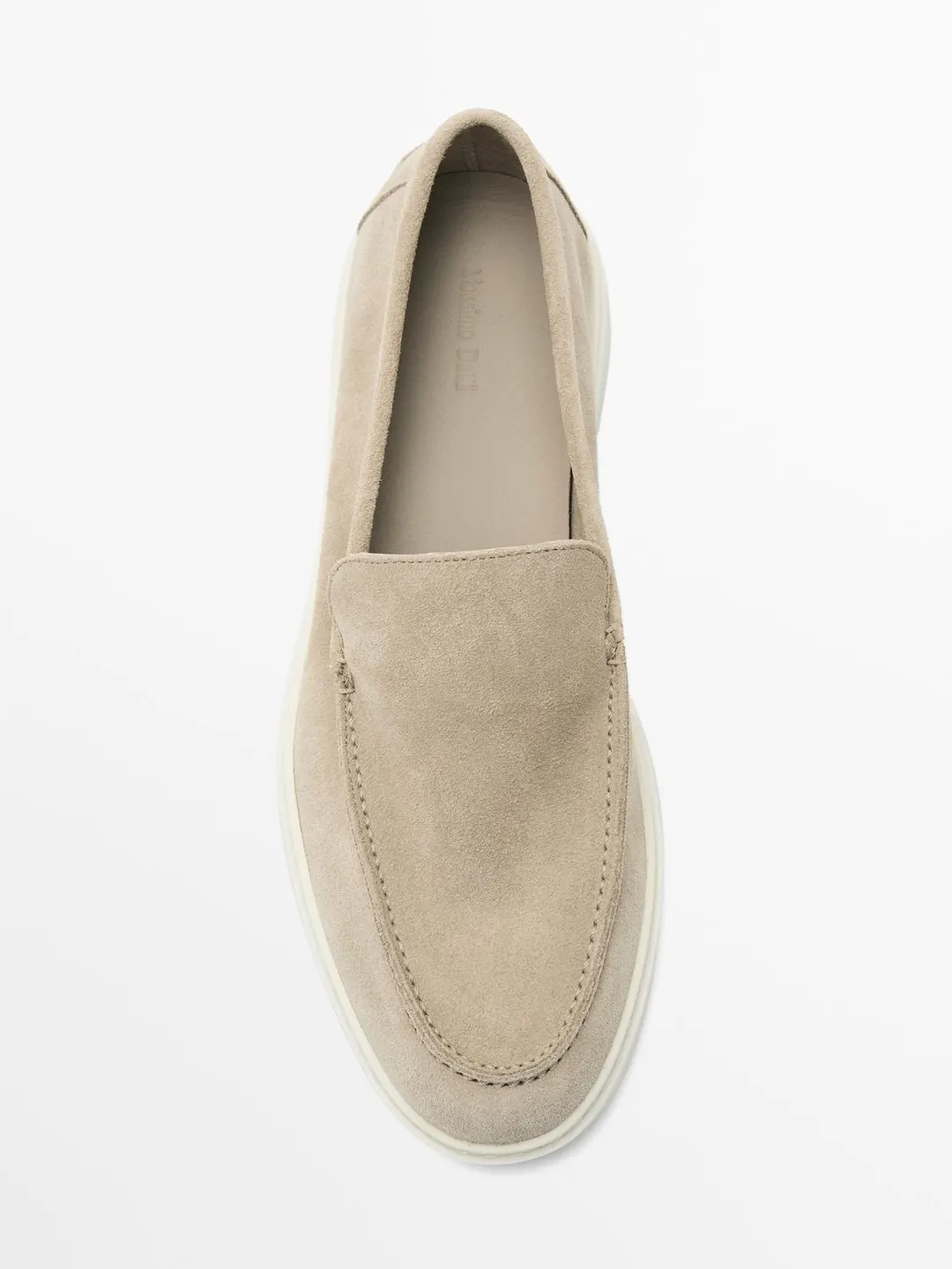 Лоферы из кожаного спилка с мокасинным швом, Massimo Dutti