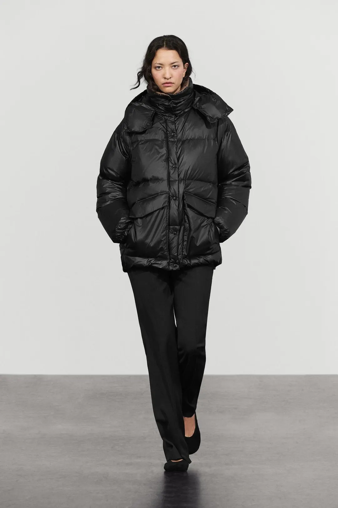 Пуховик с контрастной подкладкой, Massimo Dutti