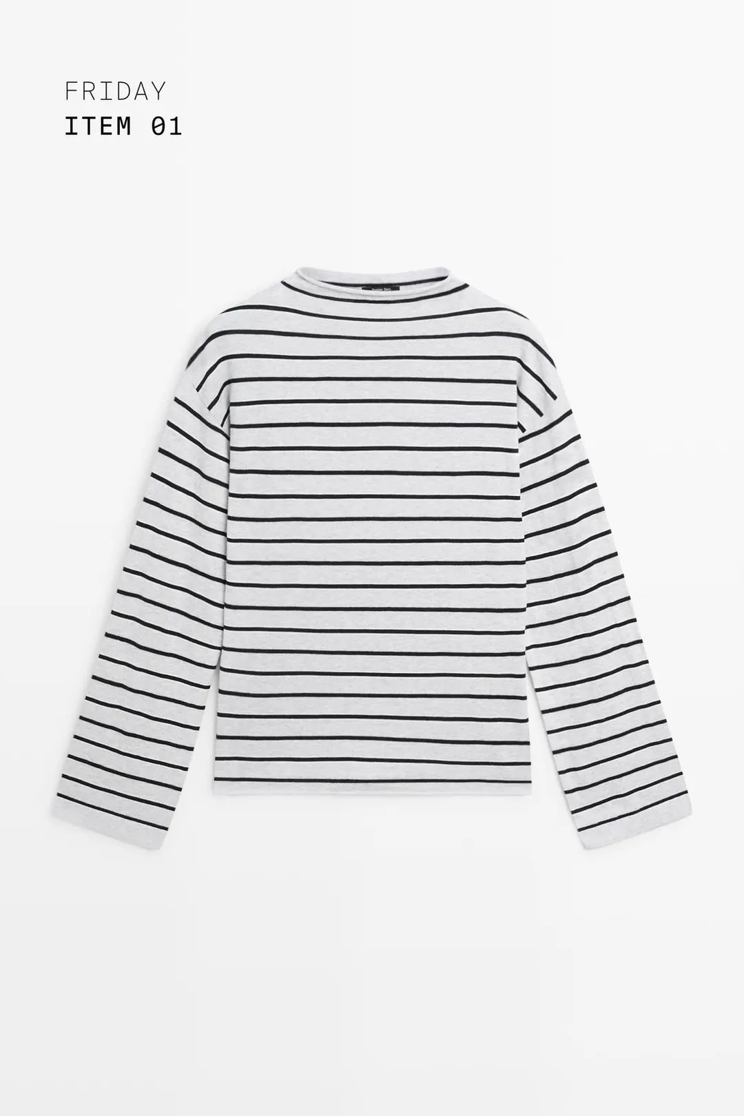 Свитер из 100% хлопка в полоску, Massimo Dutti