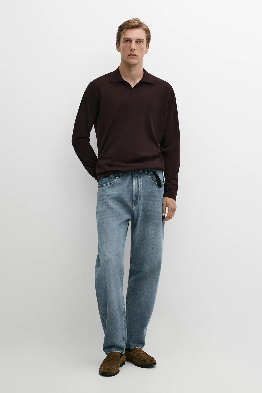 Поло вязаное из 100% мериносовой шерсти, Massimo Dutti