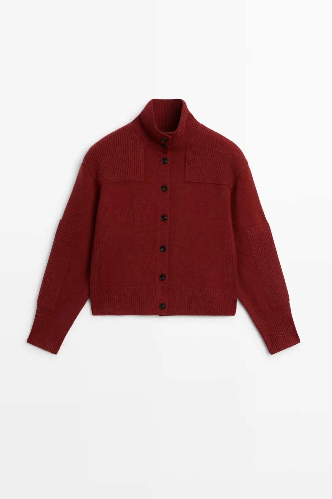 Шерстяной кардиган с нашивкой, Massimo Dutti