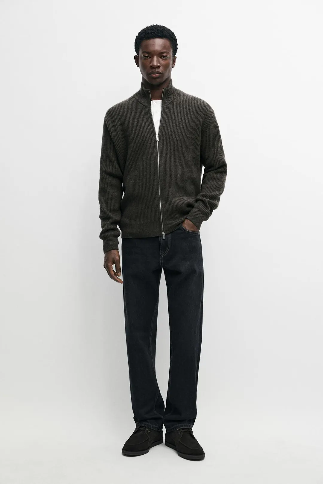 Шерстяной кардиган на молнии, Massimo Dutti