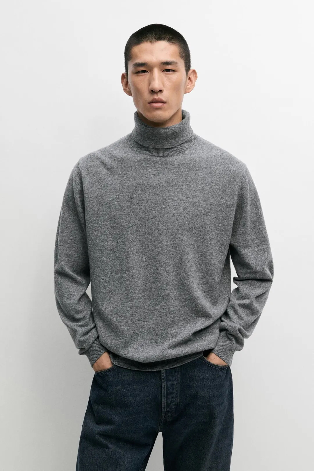 Свитер с высоким воротником из 100% шерсти, Massimo Dutti